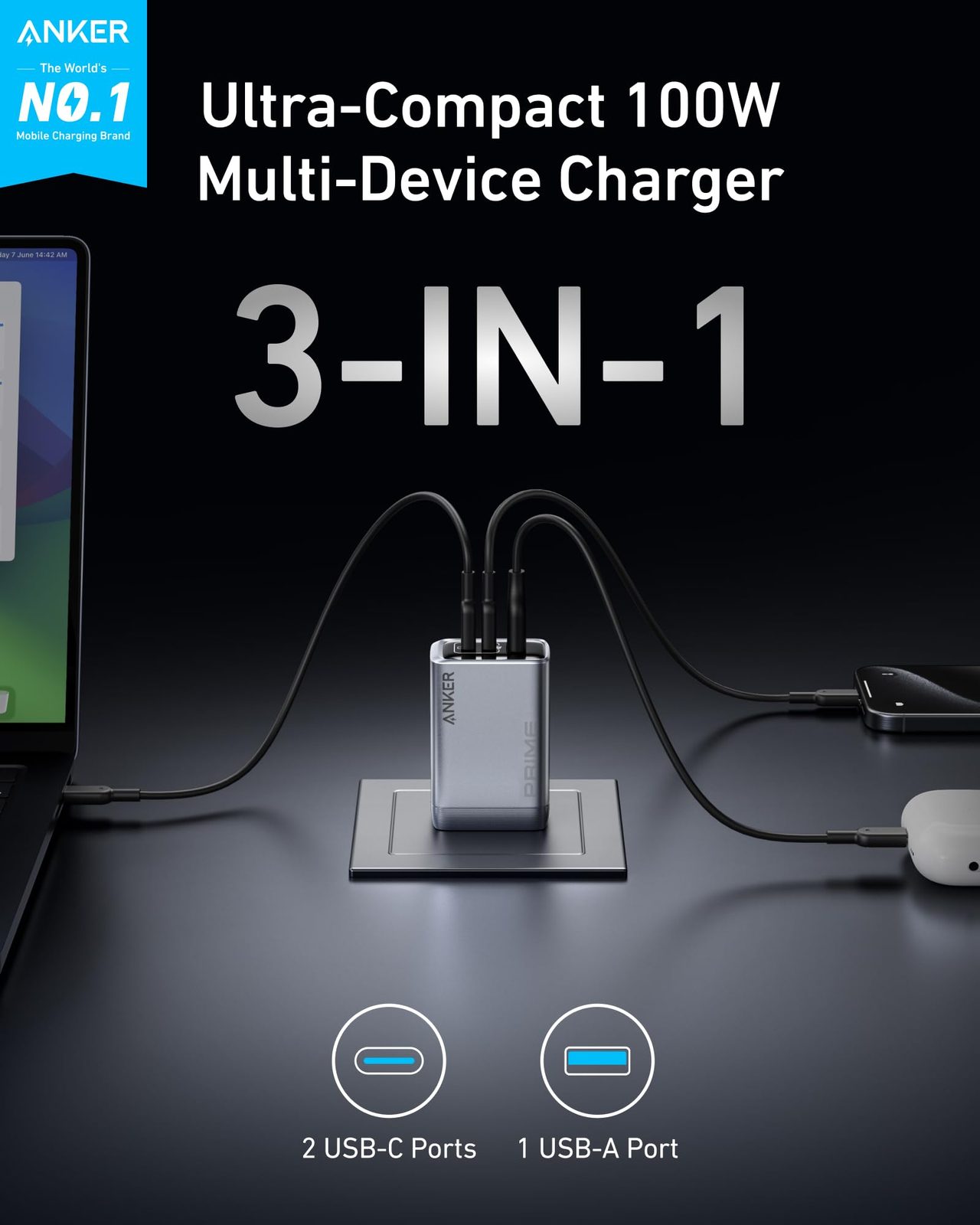 Anker Prime 100W GaN Charger Review — A refined, eco-friendly update to a travel staple that perfects the physical design but requires users to carefully juggle its power-sharing quirks